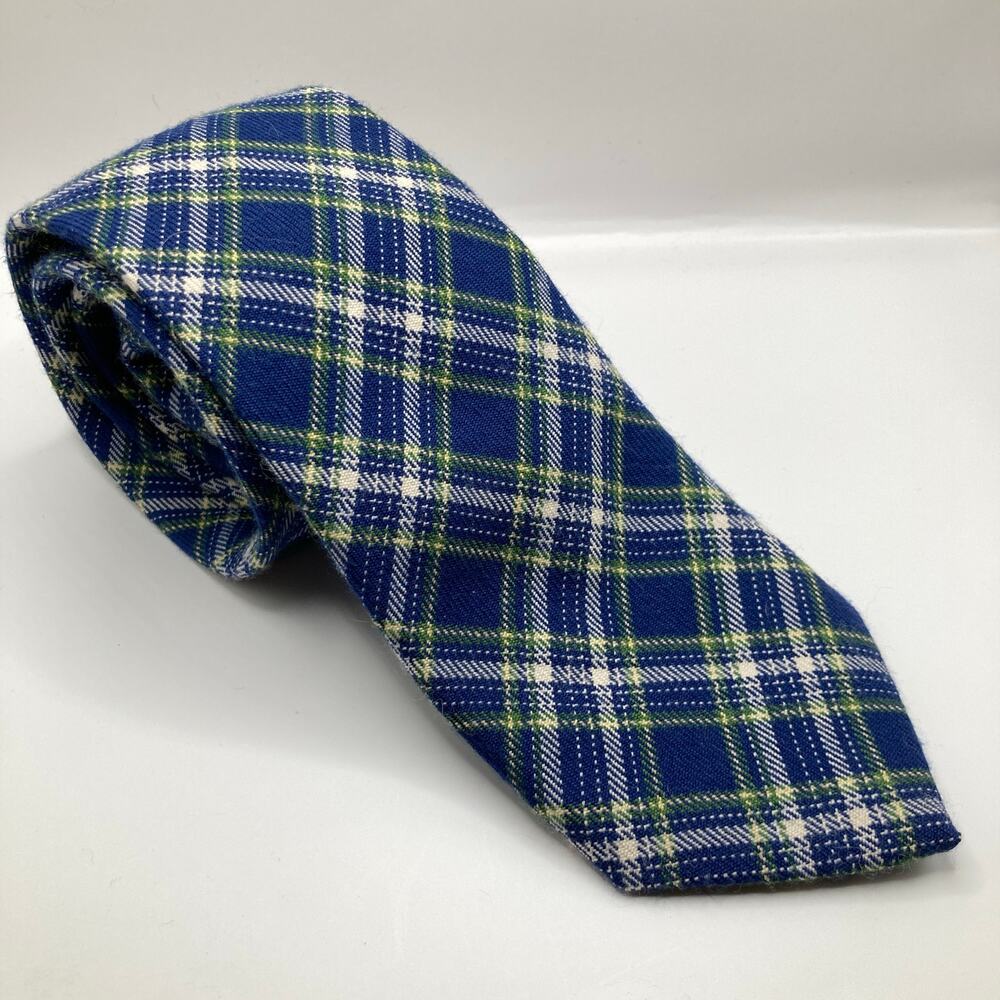 Vintage Forsyth 100% Wool Blue & Green Tartan Plaid Tie Heritage Classic Holiday